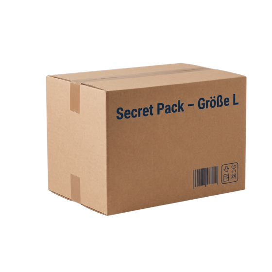 Secret Pack Größe L – Versandkarton mit Aufdruck